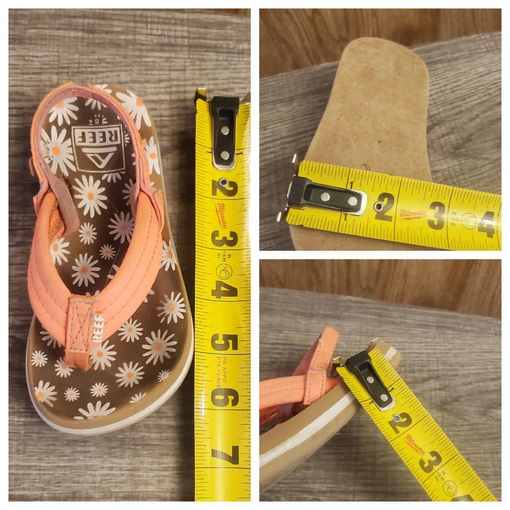 Reef Little‎ Ahi Thong Flip Flops Toddler Size 8 Floral Peach